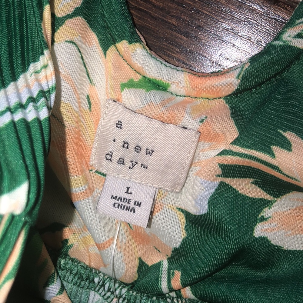 A new day green floral leather maxi dress size large new with tags - Picture 7 of 9